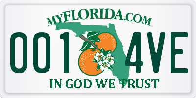 FL license plate 0014VE