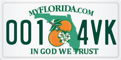 FL license plate 0014VK