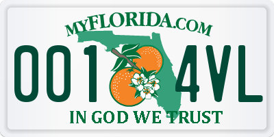 FL license plate 0014VL