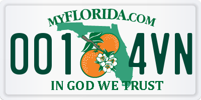 FL license plate 0014VN