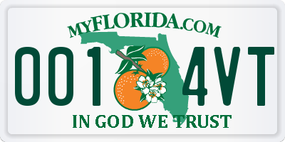 FL license plate 0014VT