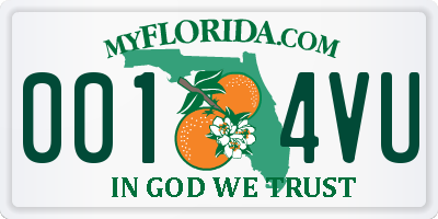 FL license plate 0014VU