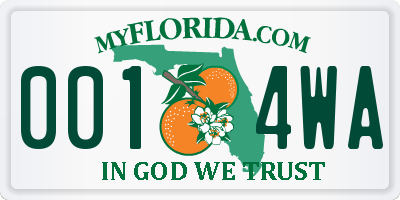 FL license plate 0014WA