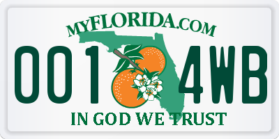 FL license plate 0014WB