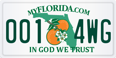 FL license plate 0014WG