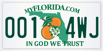 FL license plate 0014WJ