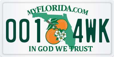 FL license plate 0014WK