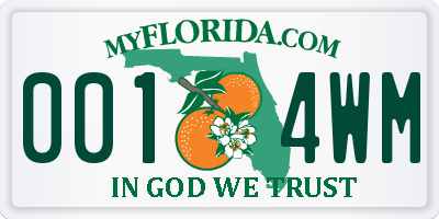 FL license plate 0014WM