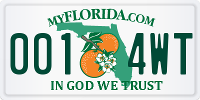 FL license plate 0014WT