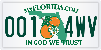 FL license plate 0014WV
