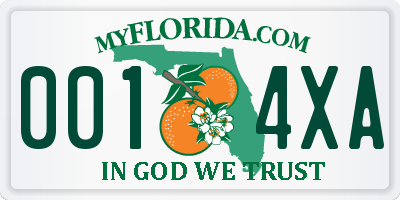 FL license plate 0014XA