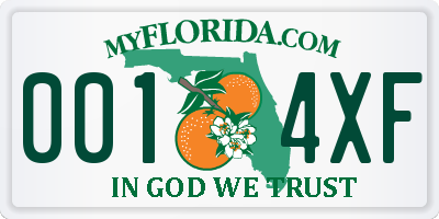 FL license plate 0014XF