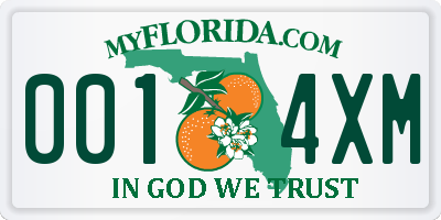 FL license plate 0014XM