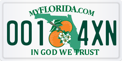 FL license plate 0014XN