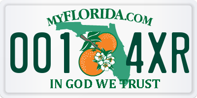 FL license plate 0014XR