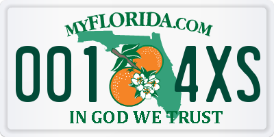 FL license plate 0014XS