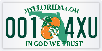 FL license plate 0014XU
