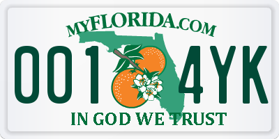 FL license plate 0014YK