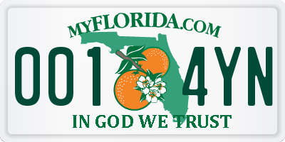 FL license plate 0014YN