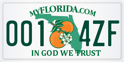 FL license plate 0014ZF
