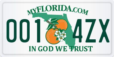 FL license plate 0014ZX