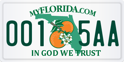FL license plate 0015AA