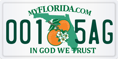 FL license plate 0015AG