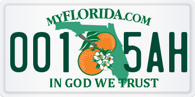 FL license plate 0015AH