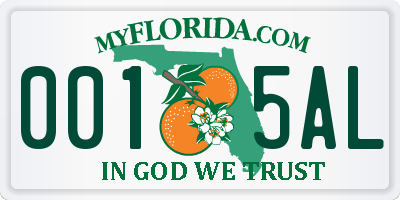 FL license plate 0015AL