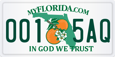 FL license plate 0015AQ