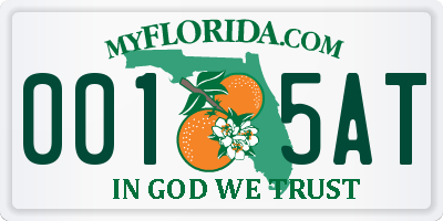 FL license plate 0015AT