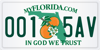 FL license plate 0015AV