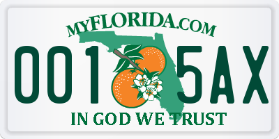 FL license plate 0015AX