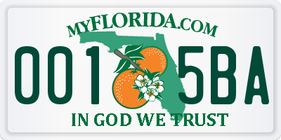 FL license plate 0015BA