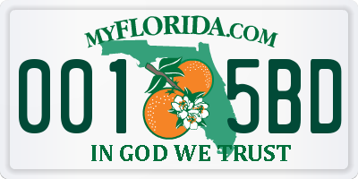 FL license plate 0015BD