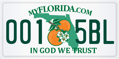 FL license plate 0015BL