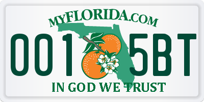 FL license plate 0015BT