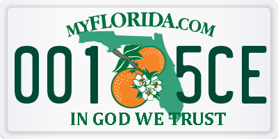 FL license plate 0015CE