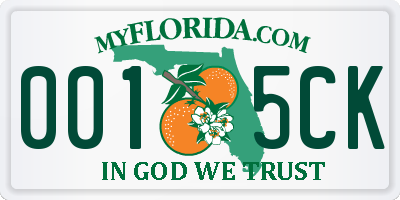 FL license plate 0015CK