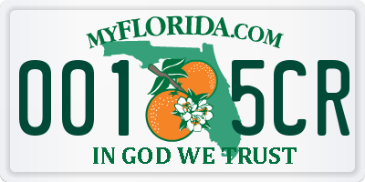 FL license plate 0015CR