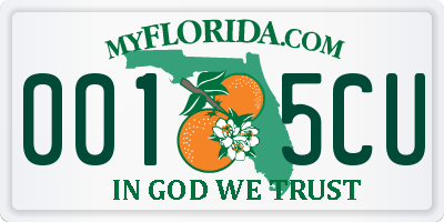 FL license plate 0015CU