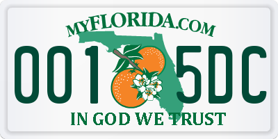 FL license plate 0015DC