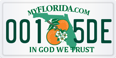 FL license plate 0015DE