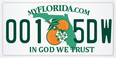 FL license plate 0015DW