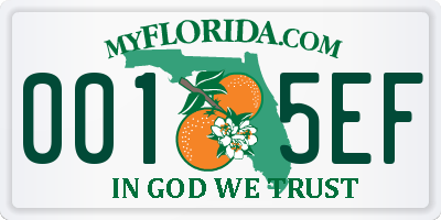 FL license plate 0015EF