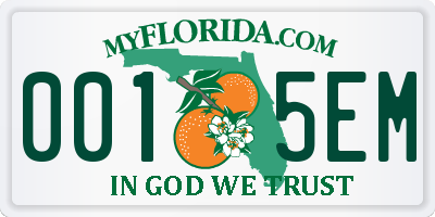 FL license plate 0015EM