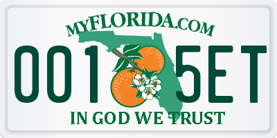 FL license plate 0015ET