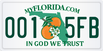 FL license plate 0015FB