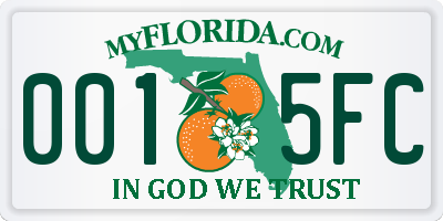 FL license plate 0015FC