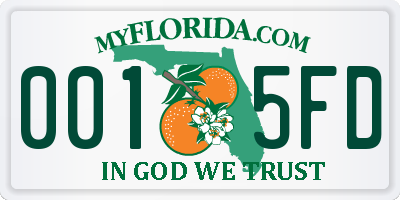 FL license plate 0015FD